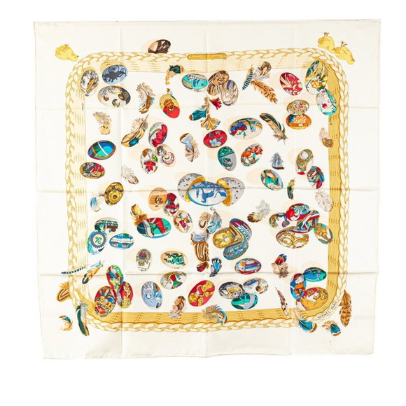 Hermès Carré 90 COUVEE D'HERMES Chicks Scarf Muffler White Multicolor Silk Wo... - Picture 1 of 7